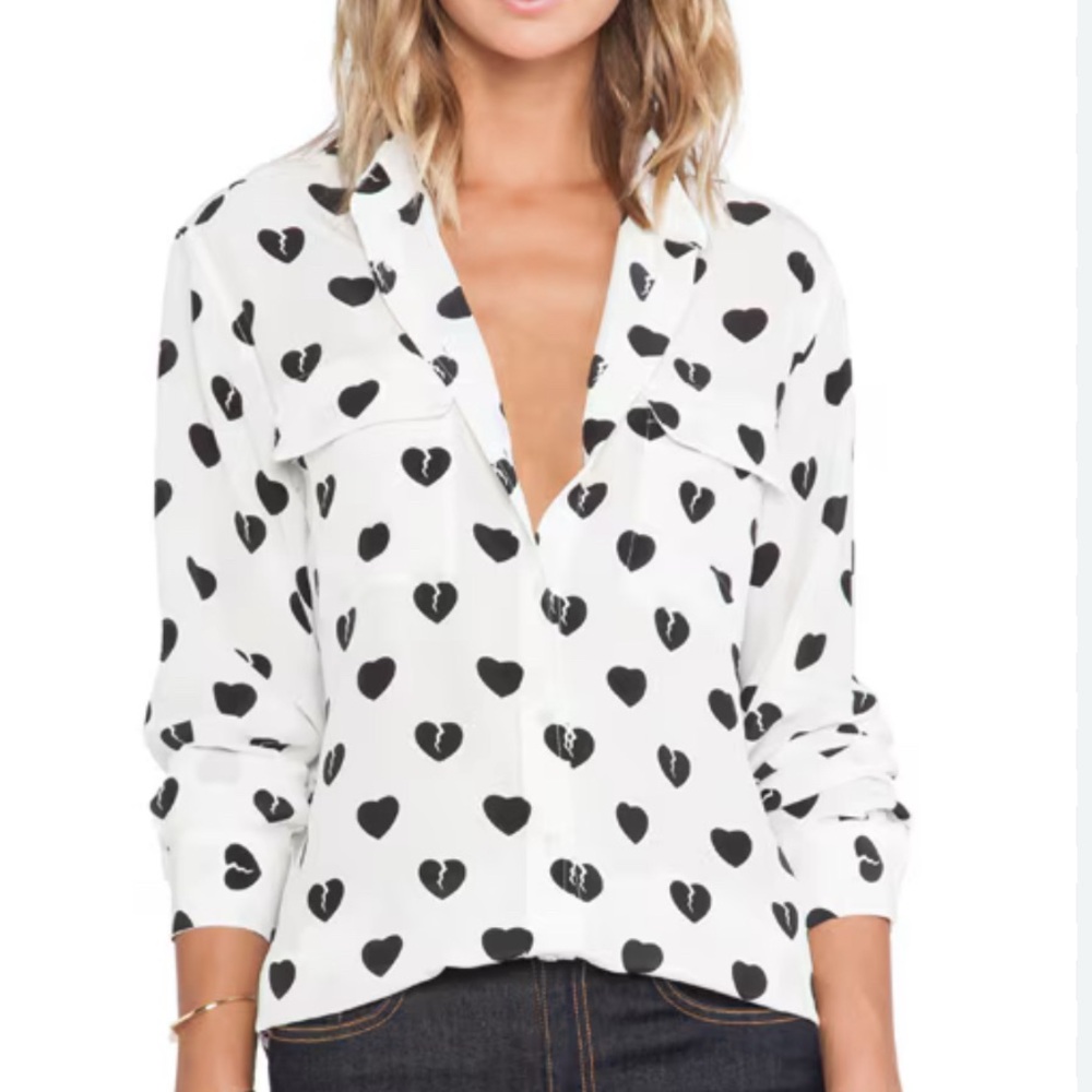 Equipment signature broken heart silk blouse